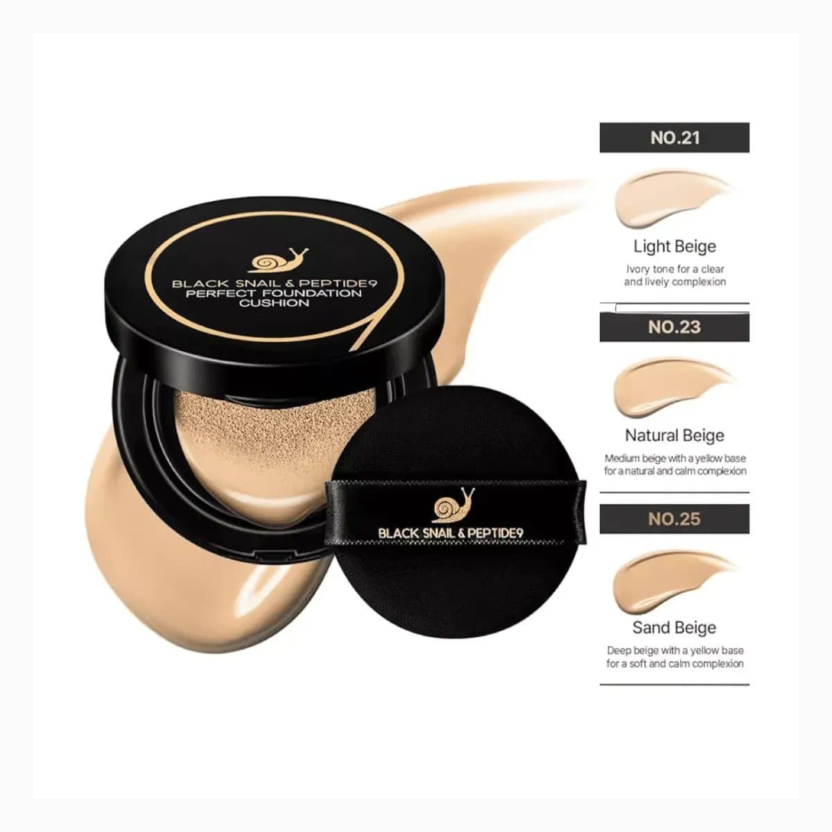 FARMSTAY BLACK SNAIL & PEPTIDE9 PERFECT FOUNDATION CUSHION 23