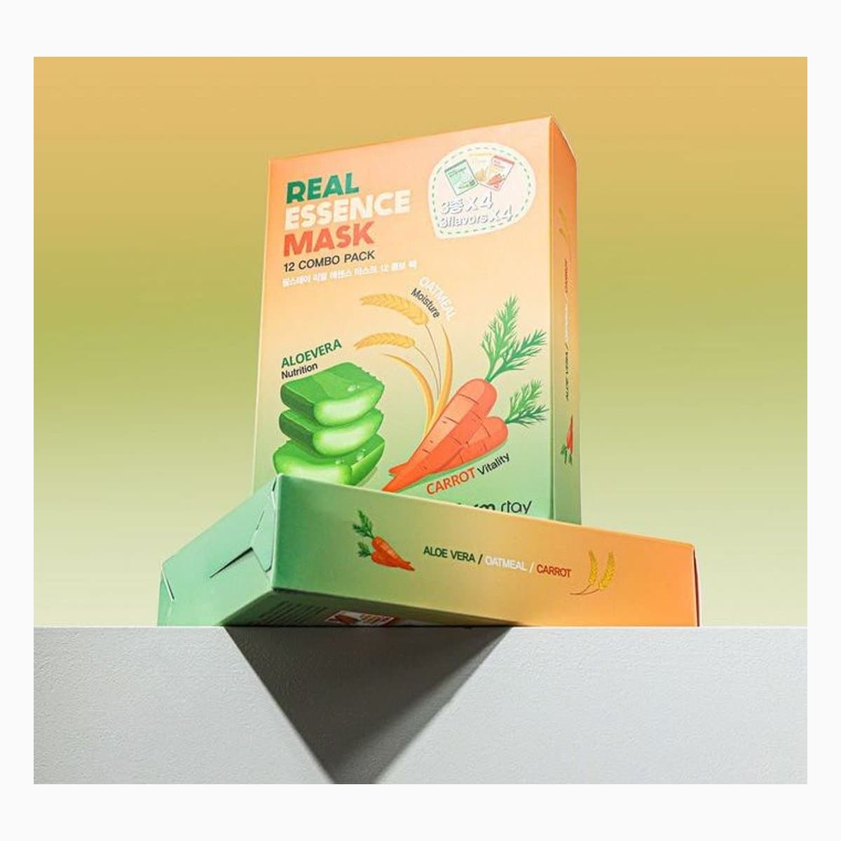 FARMSTAY REAL ESSENCE MASK COMBO PACK V4 (ALOE VERA, OATMEAL, CARROT)