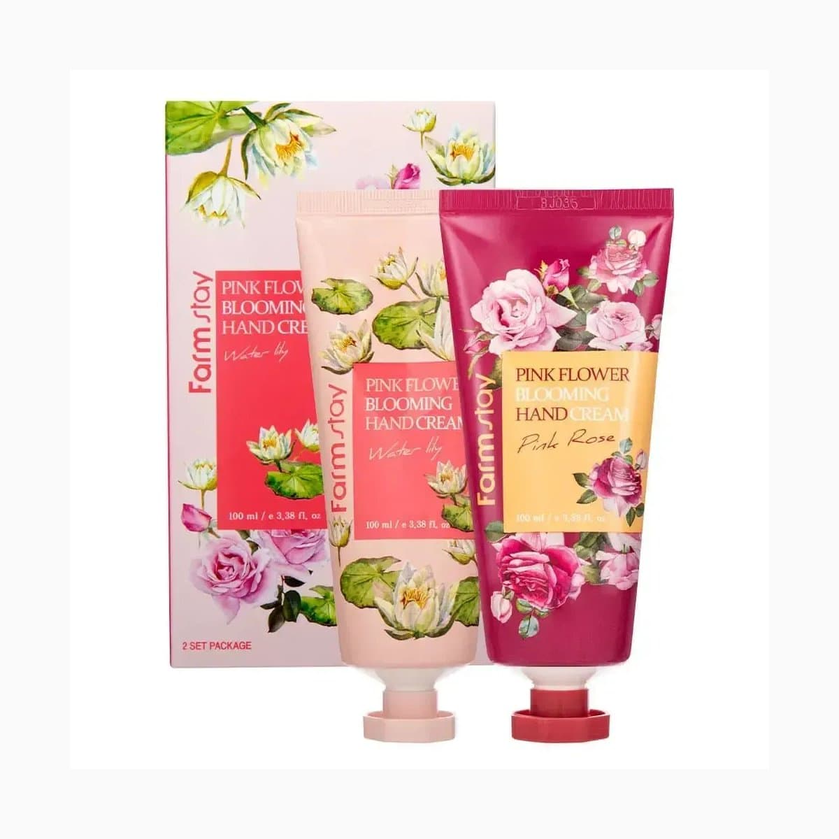 FARMSTAY PINK FLOWER BLOOMING HAND CREAM 2SET(WATER LILY, PINK ROSE)