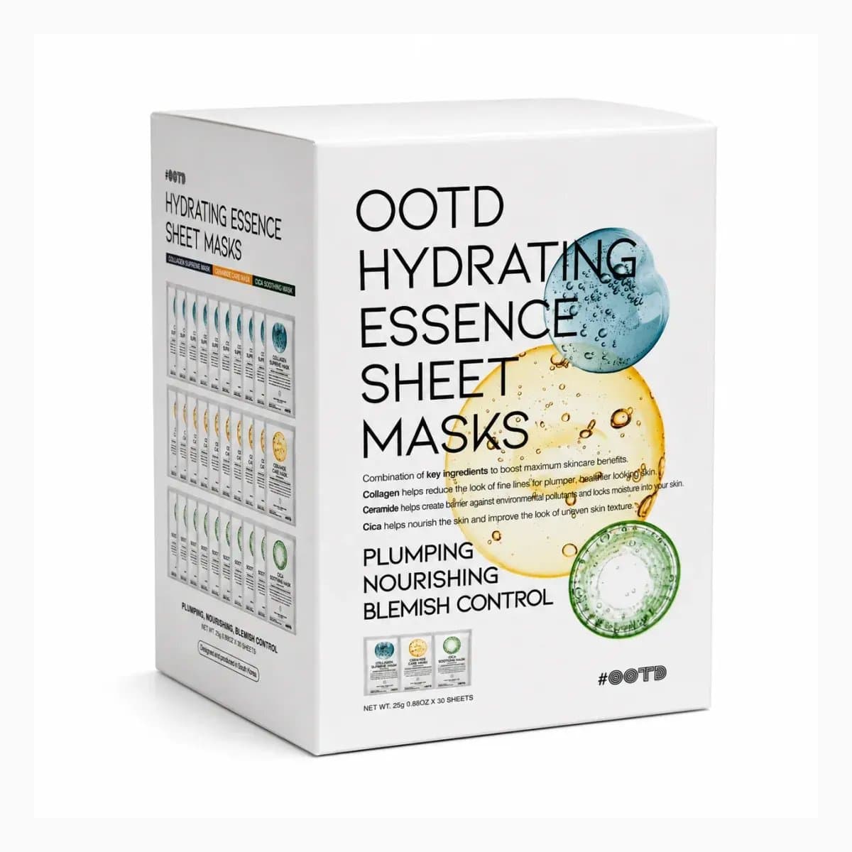 #OOTD 
 Variety Hydrating Essence 
 Sheet Masks