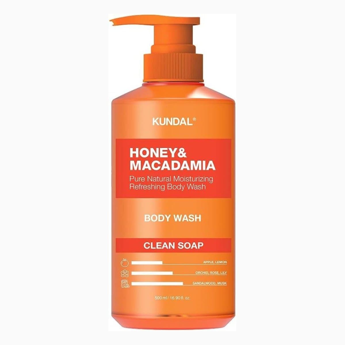 HONEY & MACADAMIA PURE BODY WASH 500ML - CLEAN SOAP