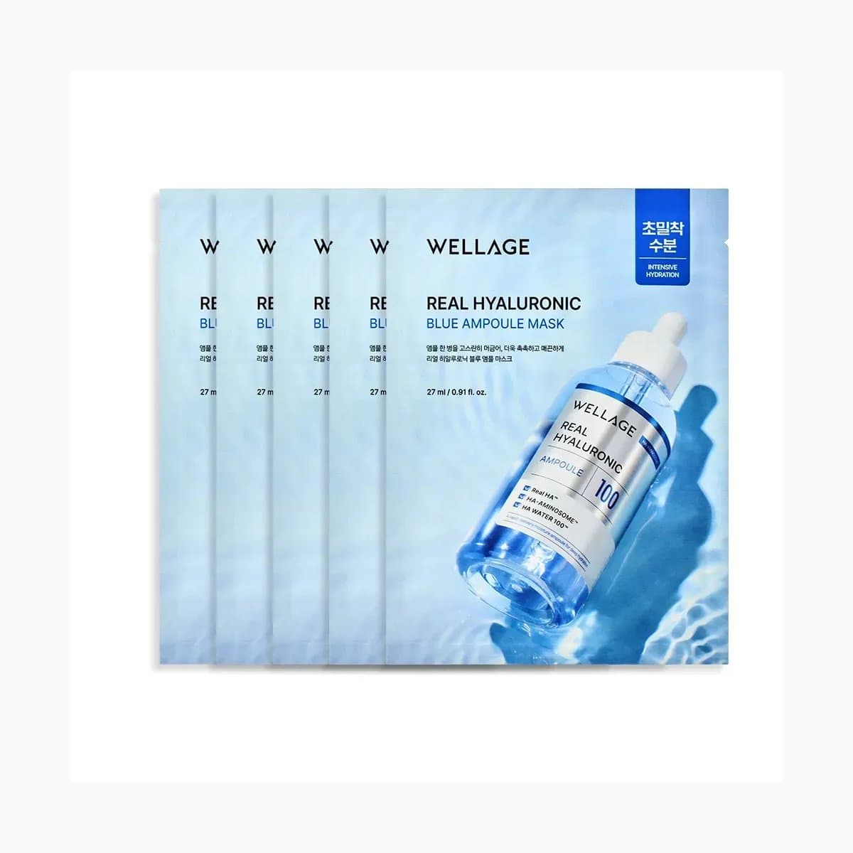 Wellage Real Hyaluronic Blue Ampoule Mask 5ea 27ml 5ea