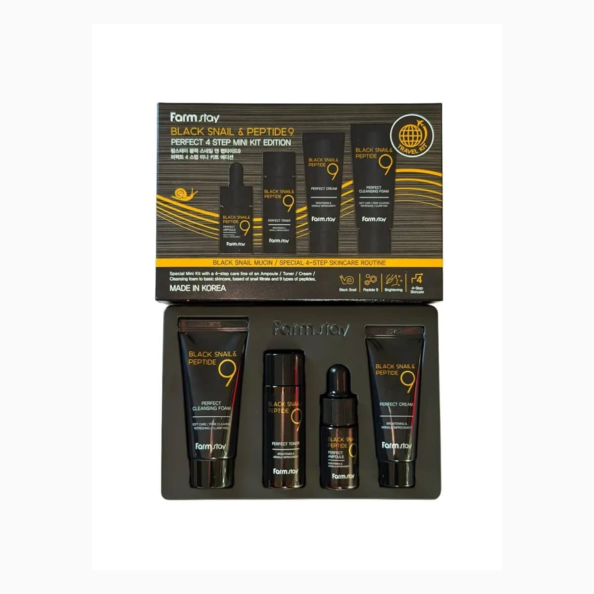 FARMSTAY BLACK SNAIL & PEPTIDE9 PERFECT 4 STEP MINI KIT EDITION (RENEW)