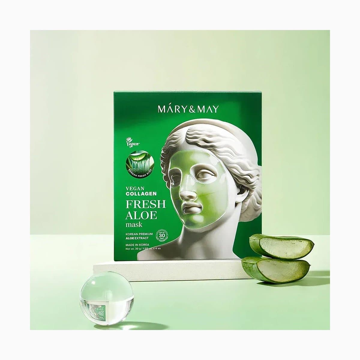 Mary&May Vegan Collagen Fresh Aloe Mask (30g x4)