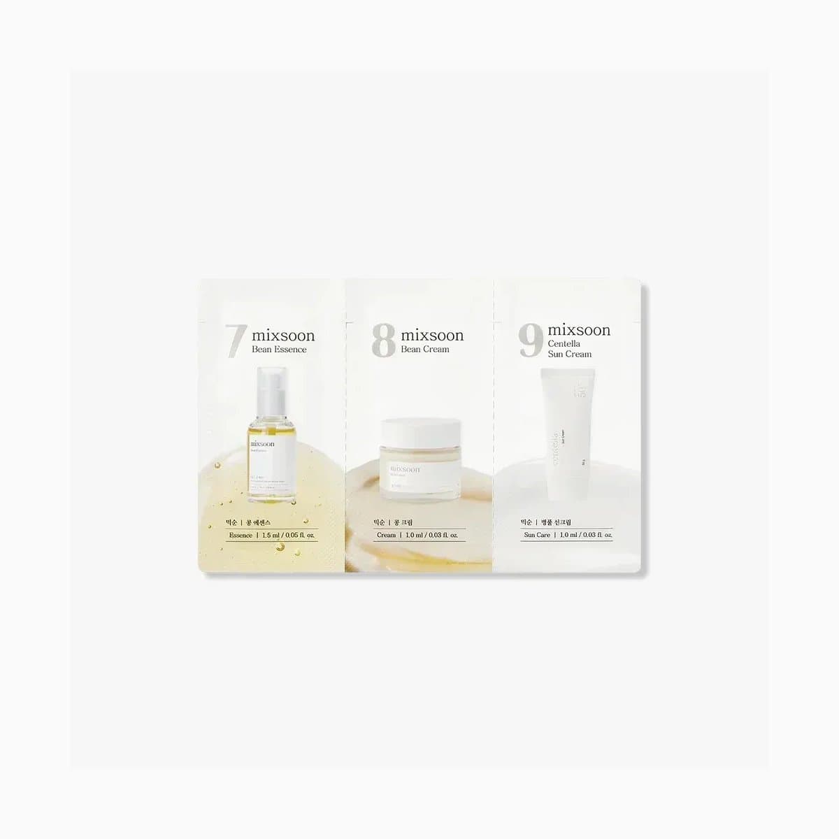 (Step 7,8) Bean Essence 1.5ml + mixsoon Bean Cream 1ml Sachet [1.5ml, 1ml] 1.5ml 1.0ml