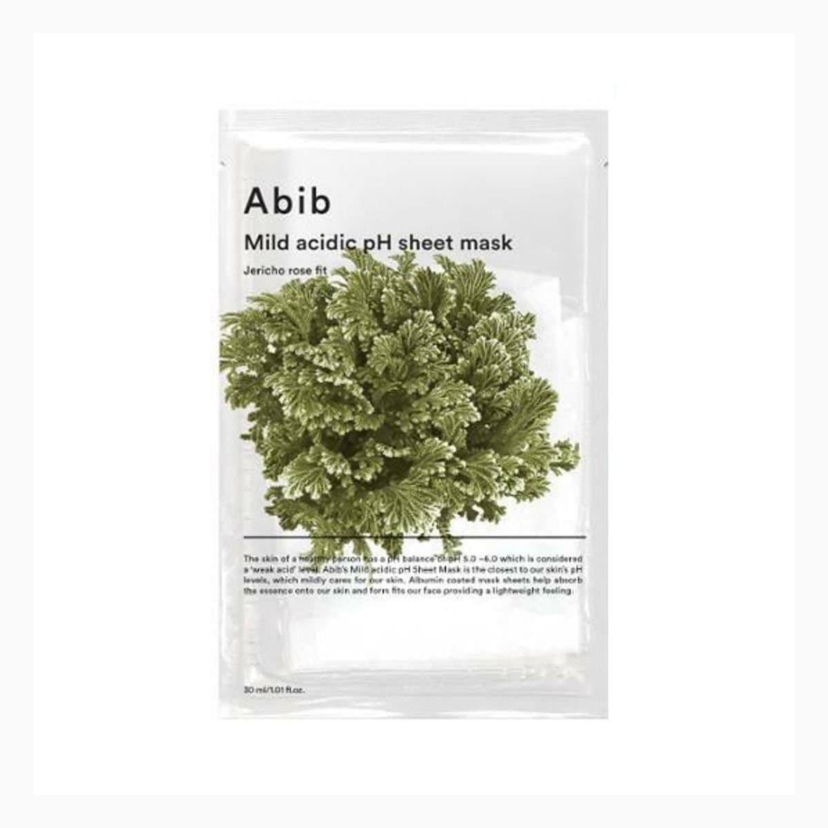 Abib Mild acidic pH sheet mask 
Jericho rose fit