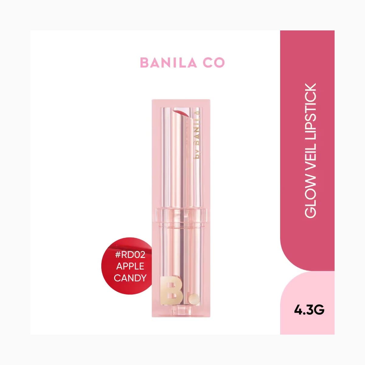 B.by BANILA Glow Veil Lipstick-RD02 Apple Candy-4.3G
