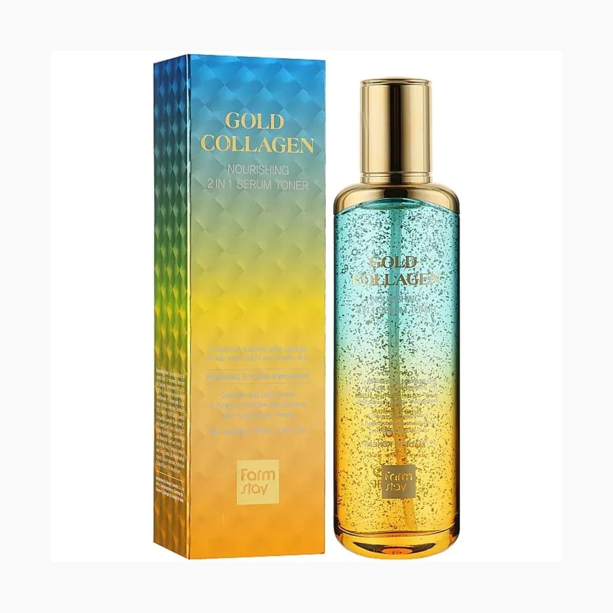 FARMSTAY GOLD COLLAGEN NOURISHING 2 IN 1 SERUM TONER