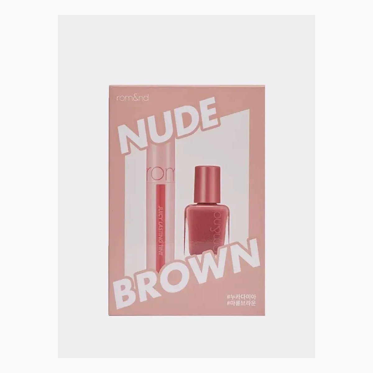 rom&nd JUICY LASTING TINT & MOOD PEBBLE NAIL SET 02 NUDE BROWN SET