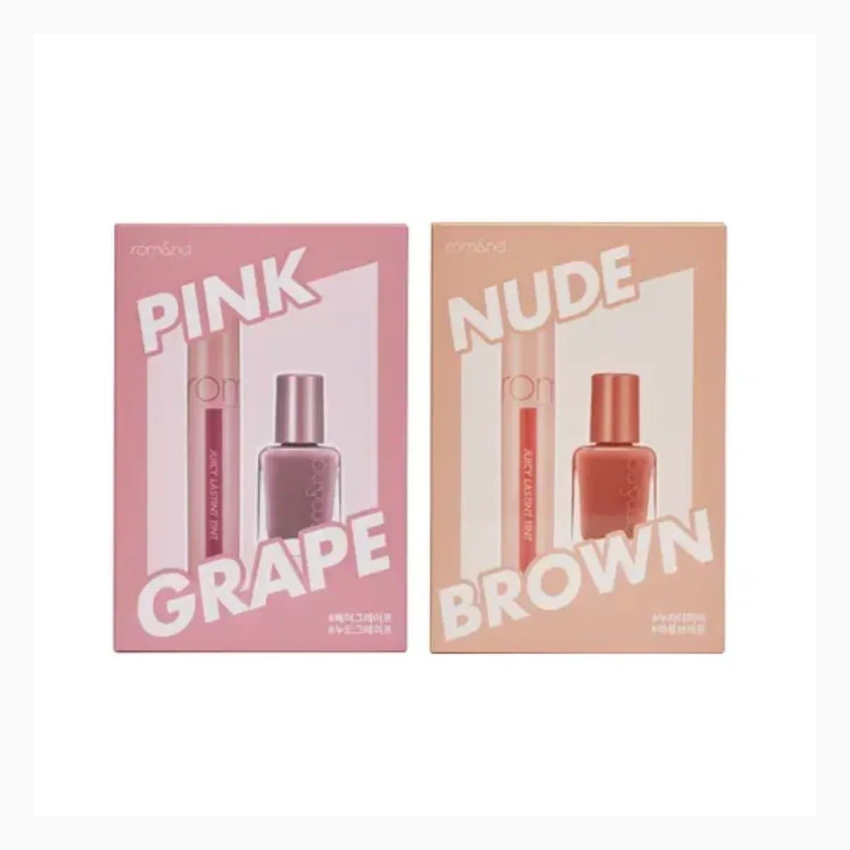 rom&nd JUICY LASTING TINT & MOOD PEBBLE NAIL SET 01 PINK GRAPE SET