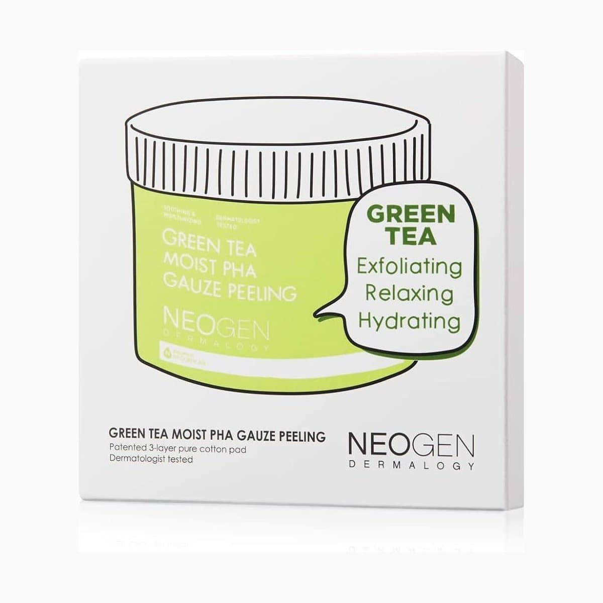 NEOGEN DERMALOGY GREEN TEA MOIST PHA GAUZE PEELING 10 PADS