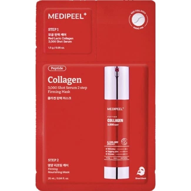 MEDIPEEL RED LACTO COLLAGEN 3000 SHOT SERUM 2 STEP MASK