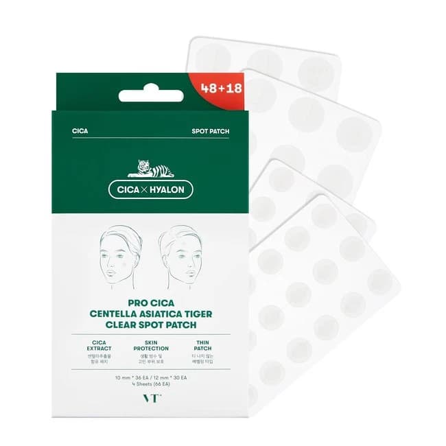 VT PRO CICA CENTELLA ASIATICA TIGER CLEAR SPOT PATCH 4pcs 15ea 2+18ea 2(66EA)